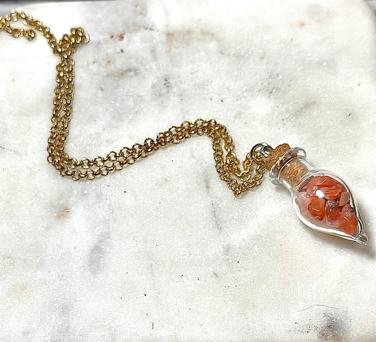 Red Agate Necklace/ Potion Bottle