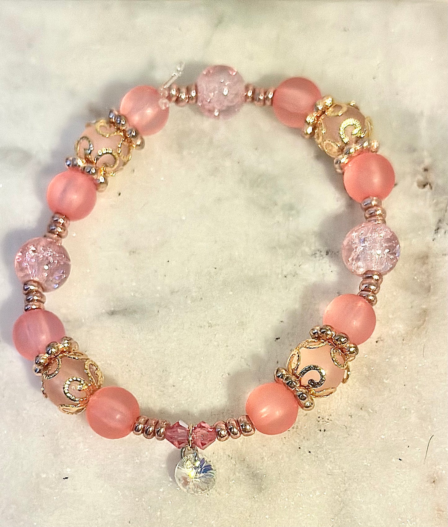 18K Gold-Plated caps / Crystal Bracelet / Precious Stone Rose