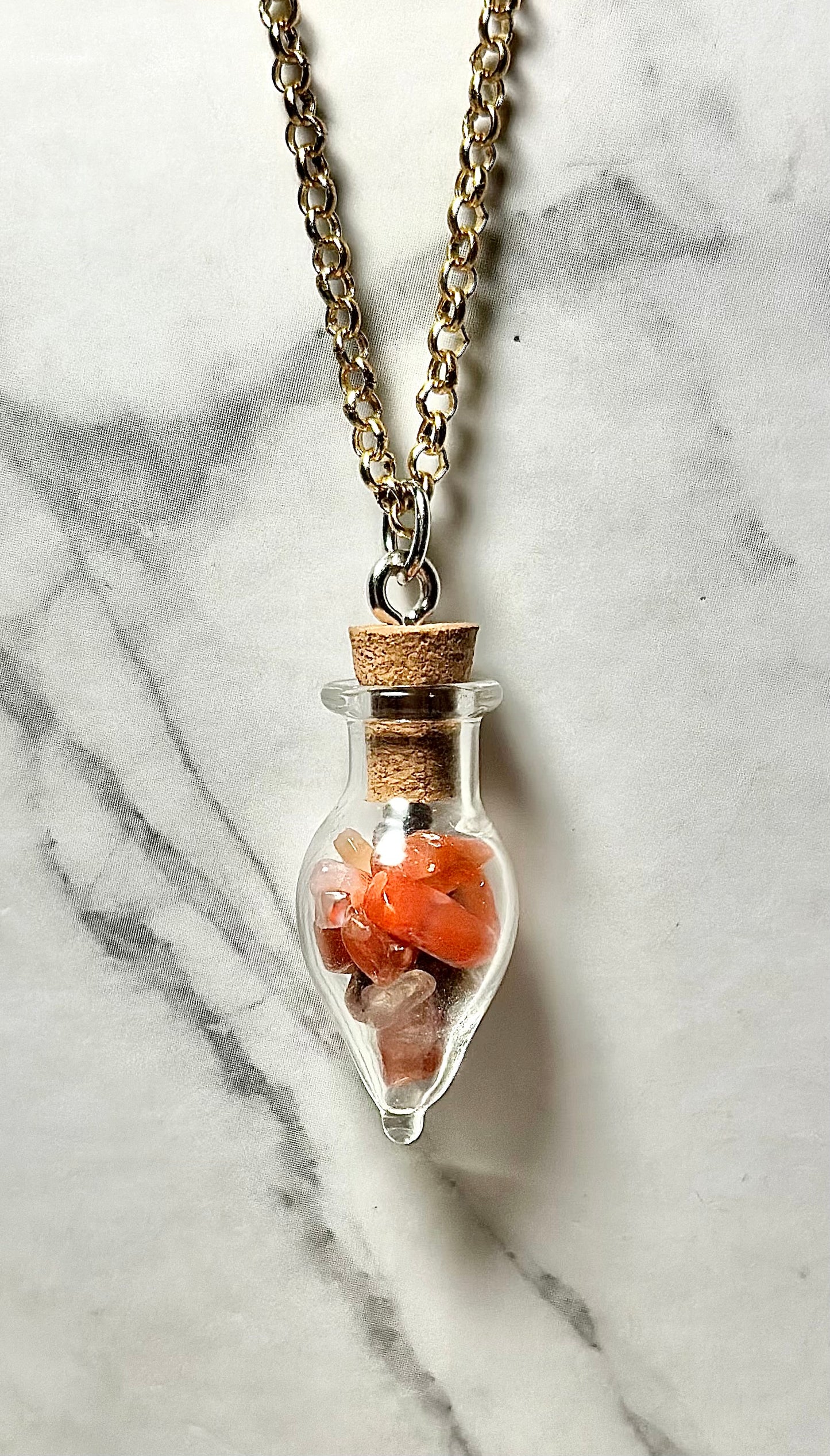 Red Agate Necklace/ Potion Bottle