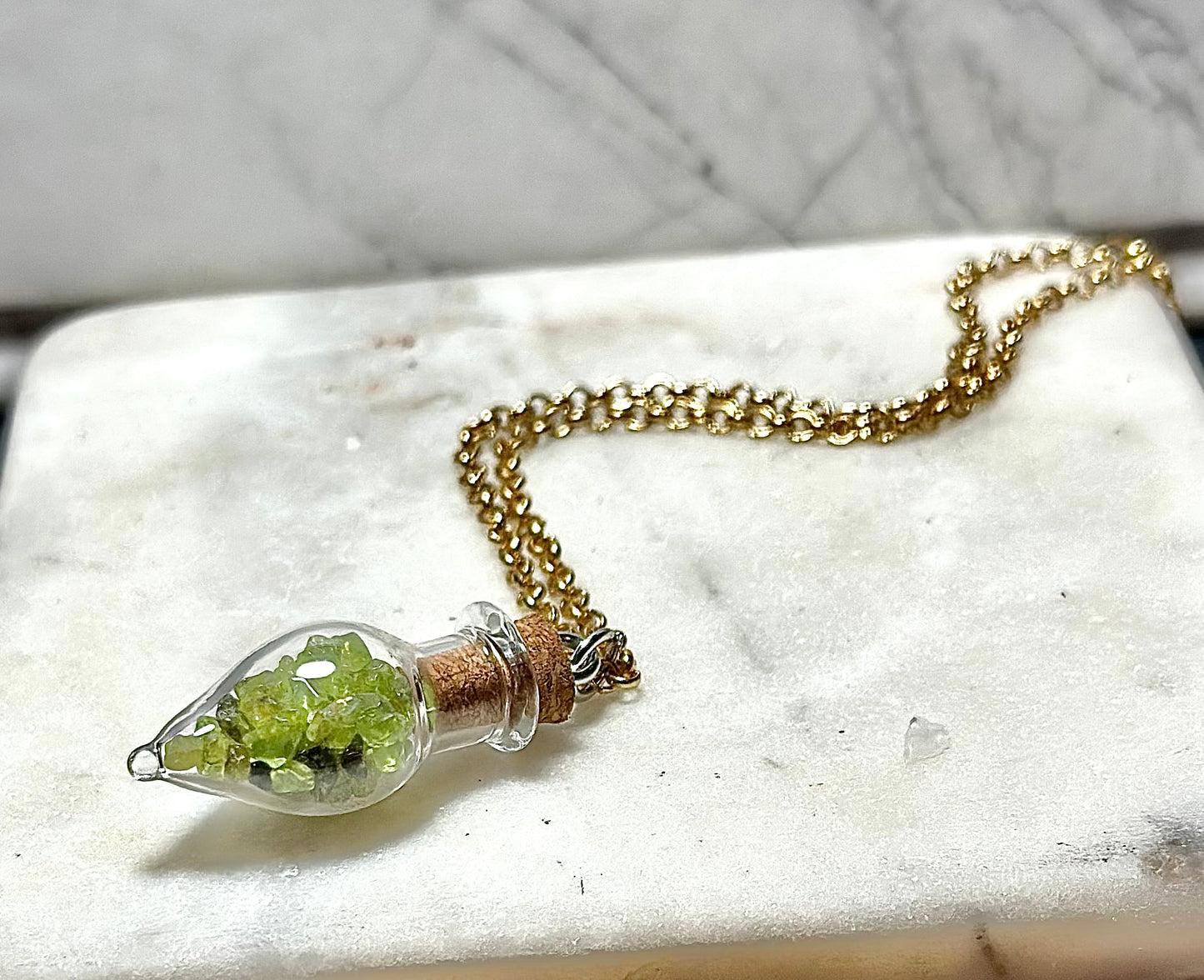 Peridot Necklace/ Potion Bottle