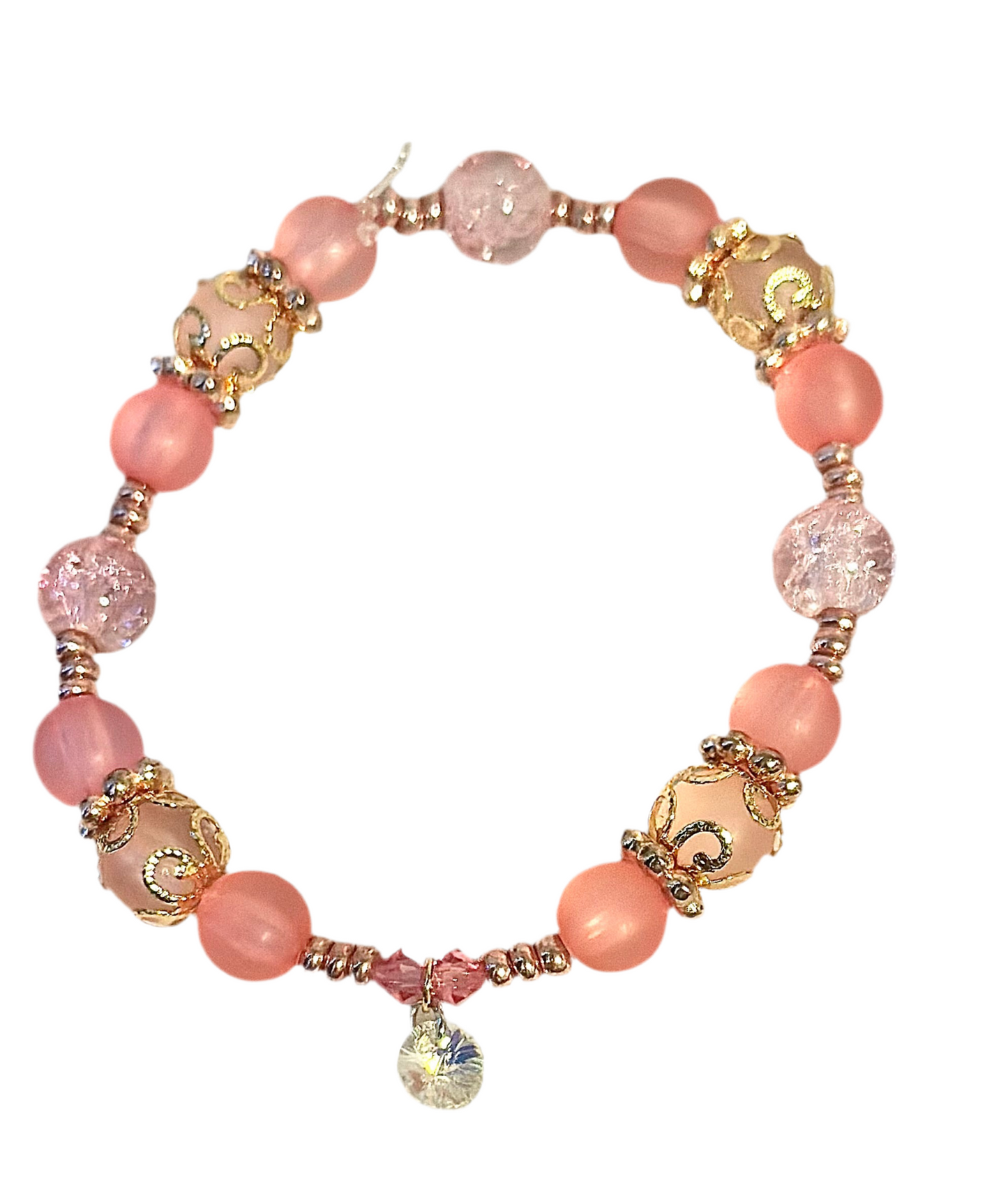 18K Gold-Plated caps / Crystal Bracelet / Precious Stone Rose