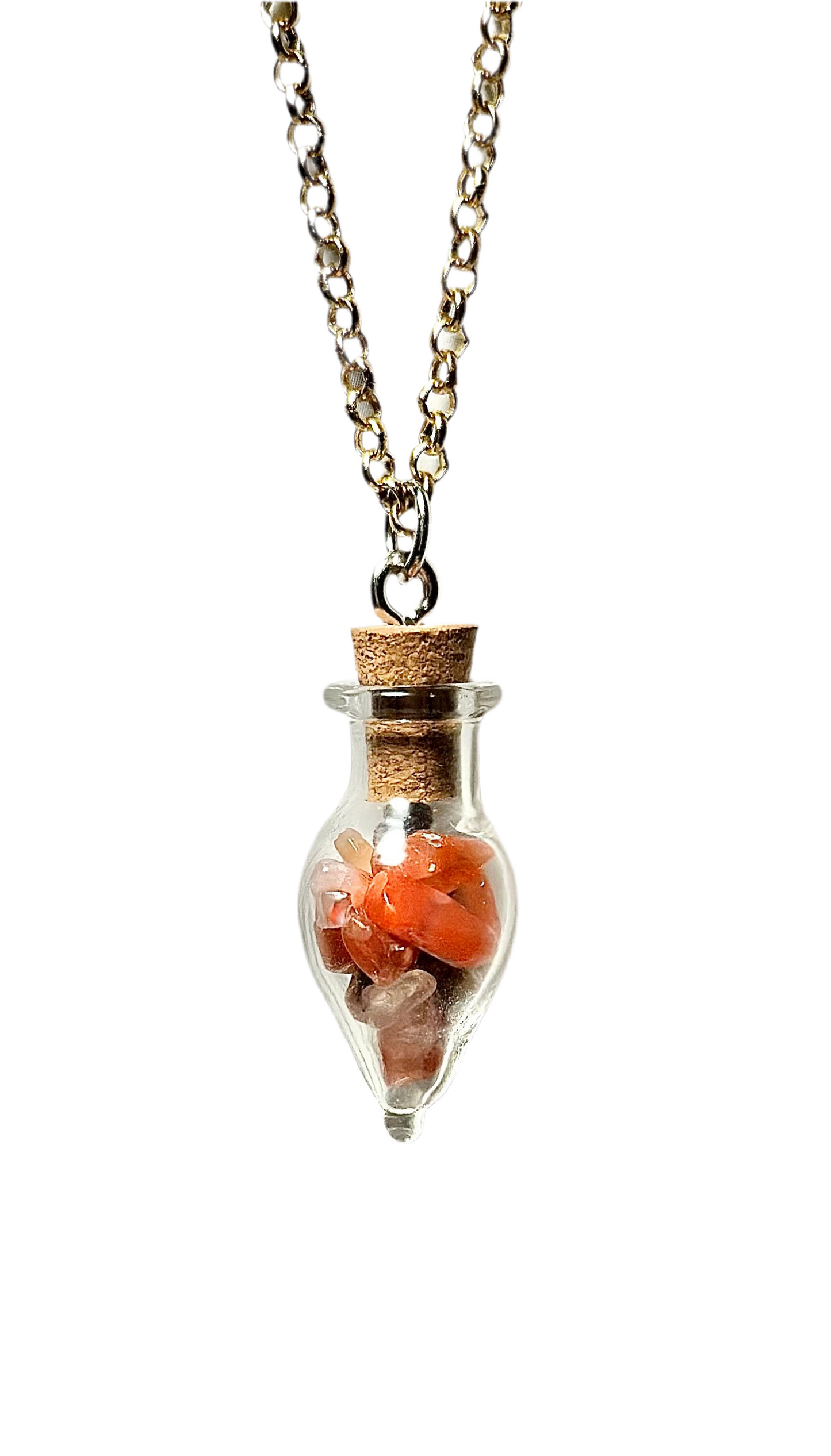 Red Agate Necklace/ Potion Bottle