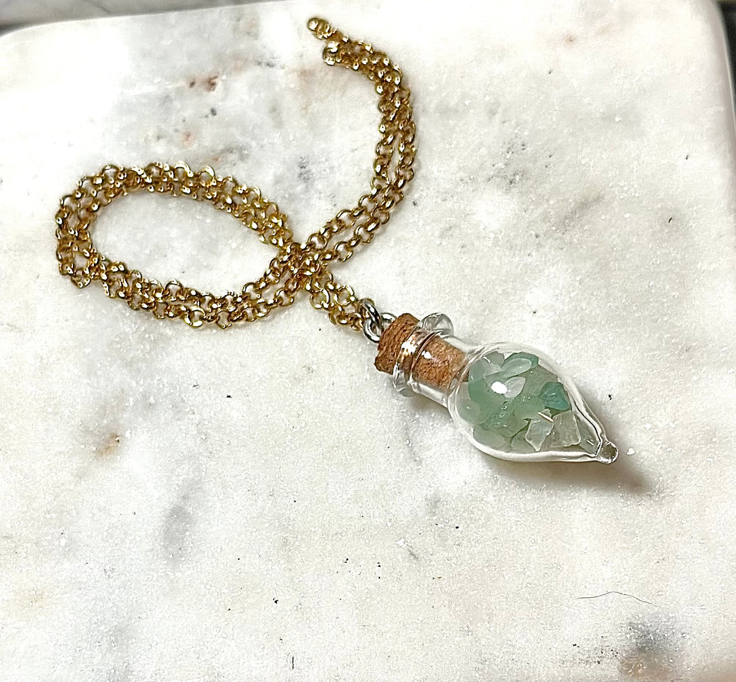 Aventurine Necklace/ Potion Bottle