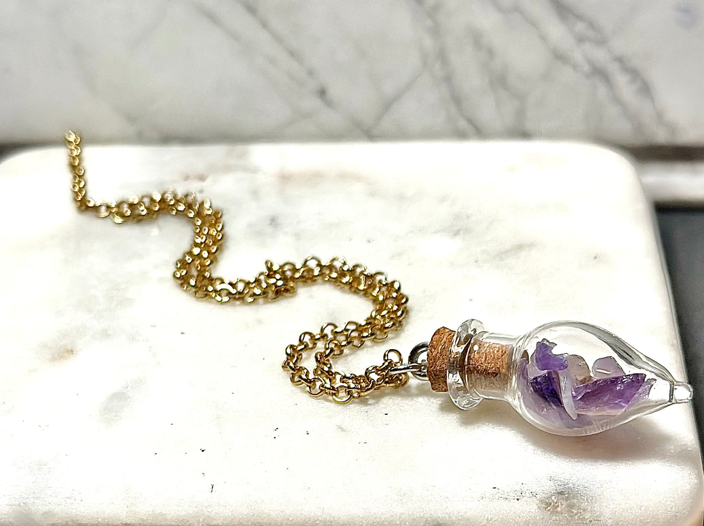 Amethyst Necklace/ Potion Bottle