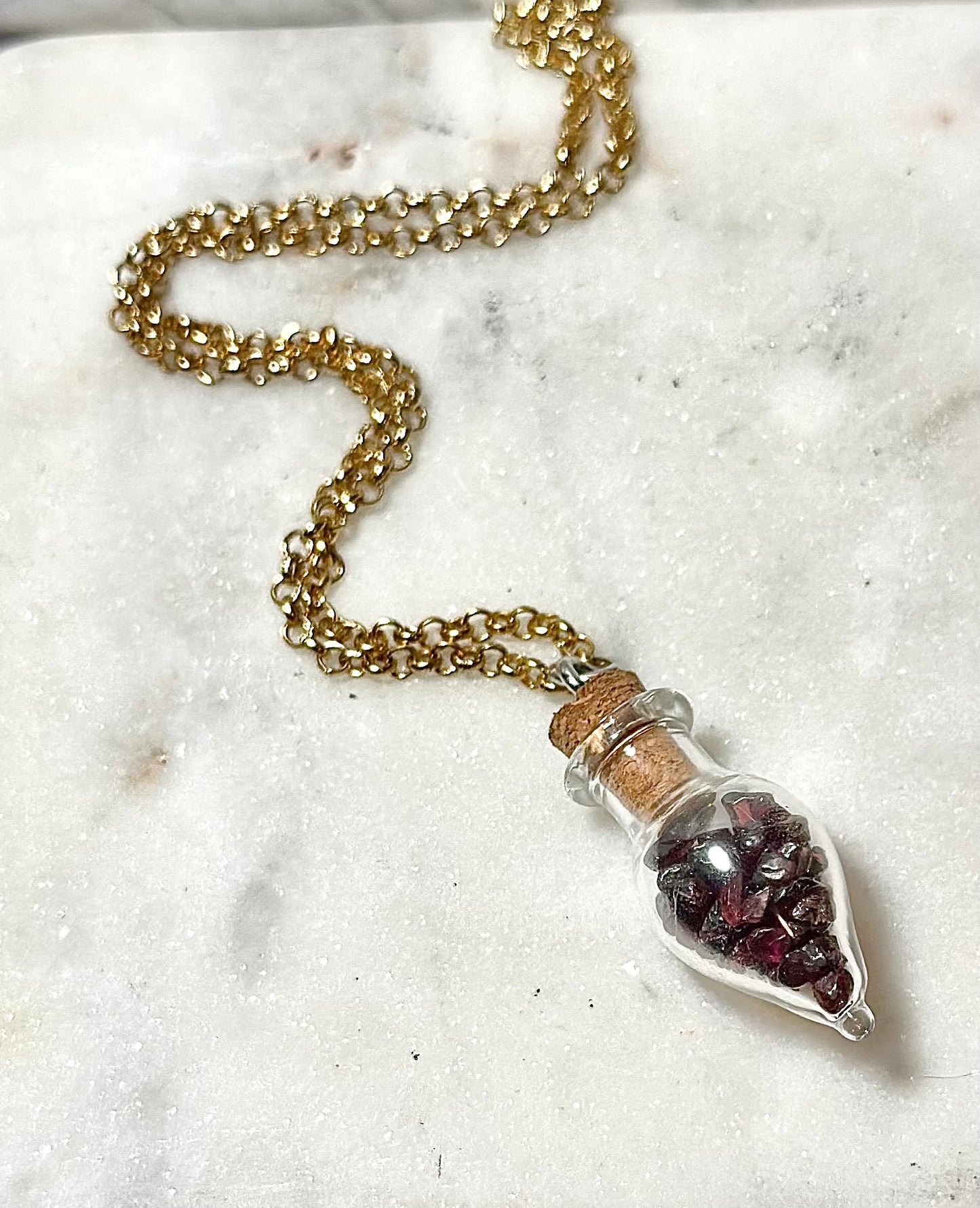 Garnet Necklace/ Potion Bottle