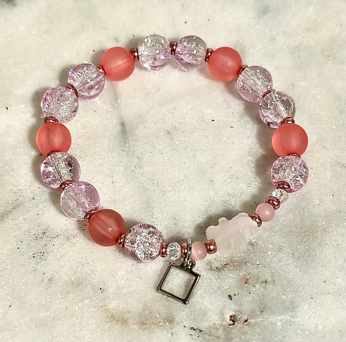 Crystal Bracelet / Cat's Eye / Bear Gemstone / Basic Silver Charm