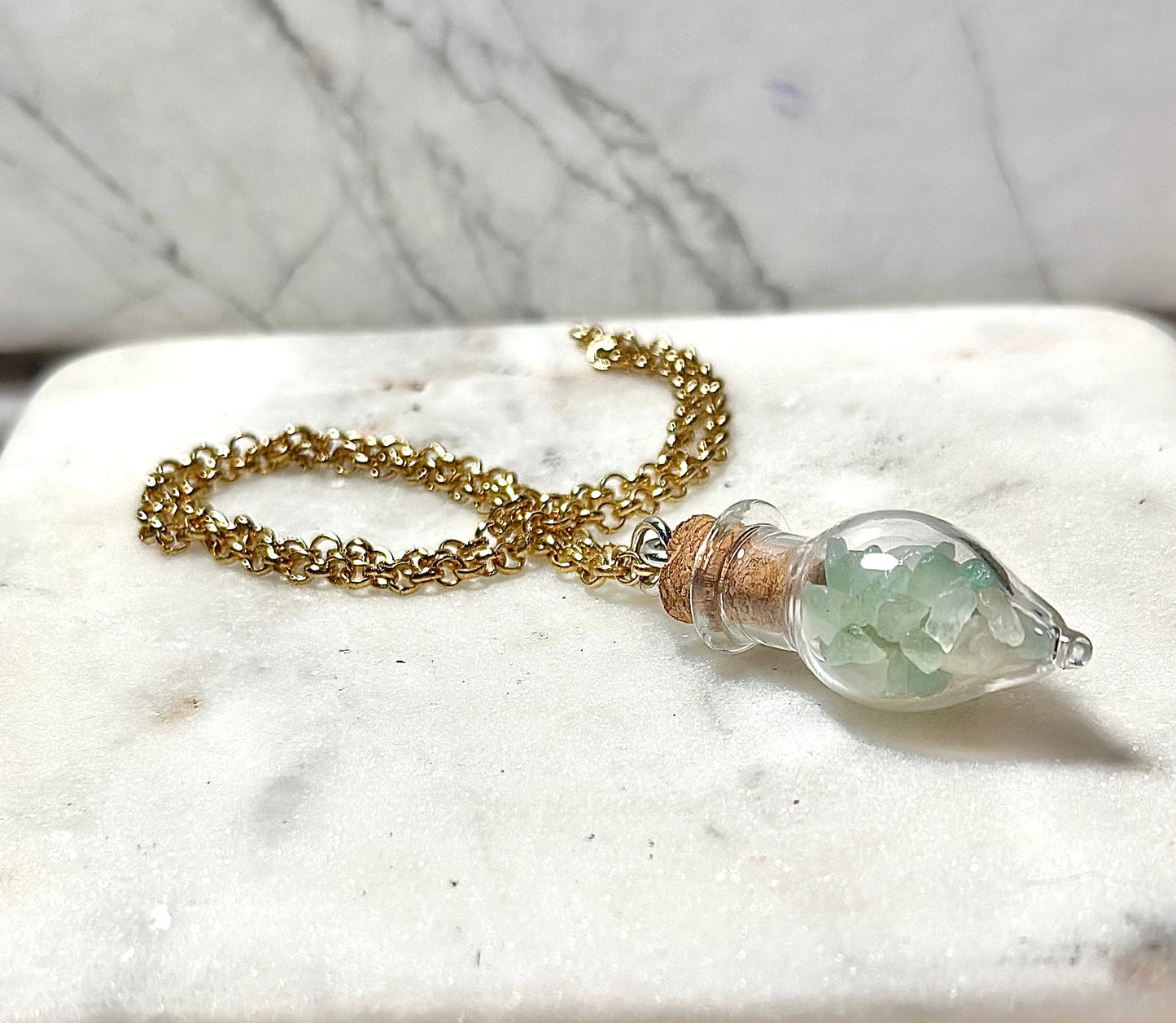 Aventurine Necklace/ Potion Bottle