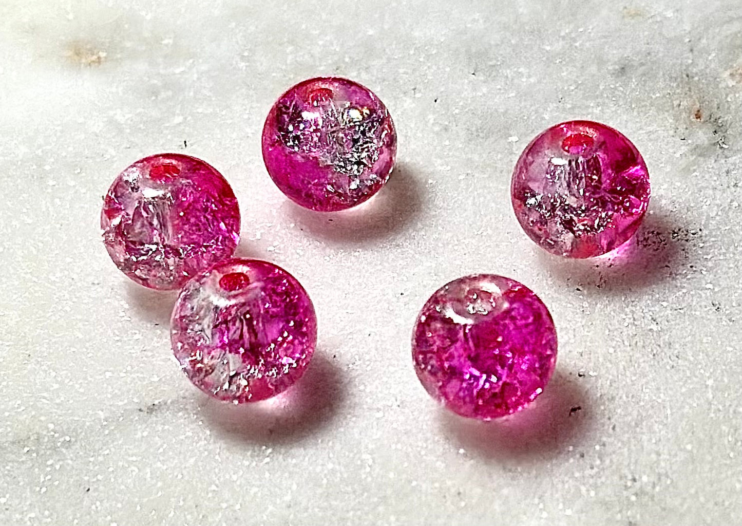 Crystal Bracelet / Crackled Glass / Cat's Eye / Pink &Clear