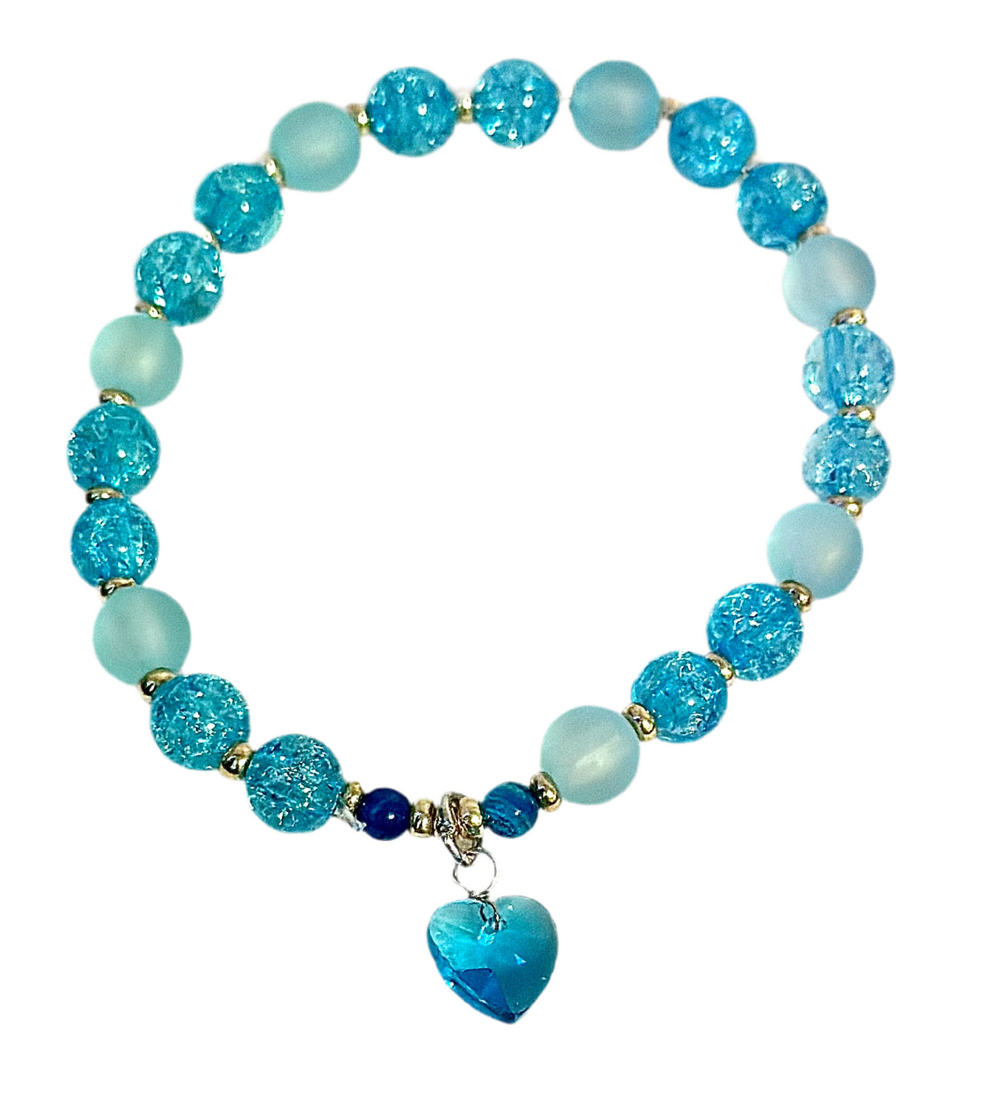 Blue Crystal Heart-Shaped Pendant / Precious Gemstone / Agate