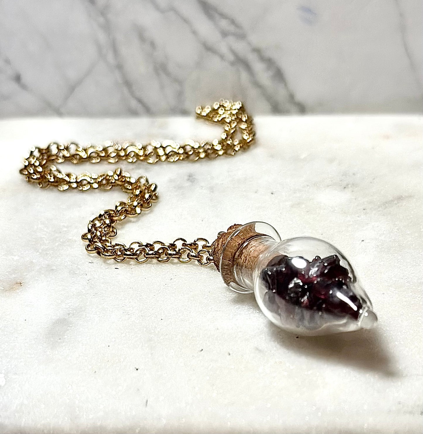 Garnet Necklace/ Potion Bottle