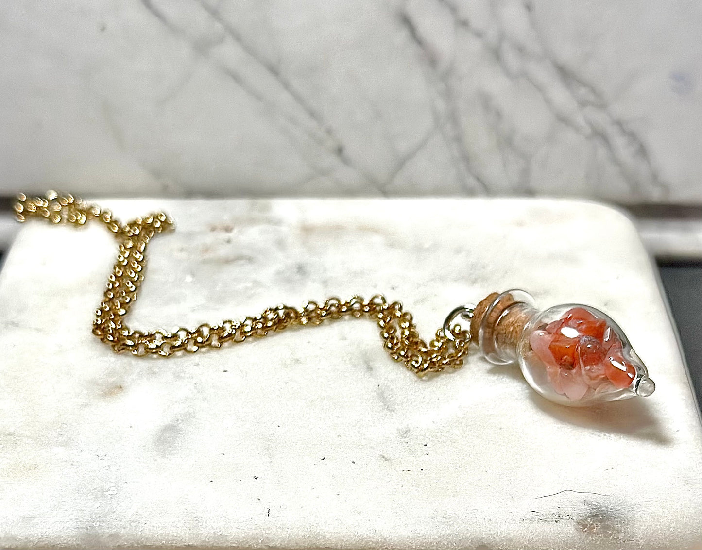 Red Agate Necklace/ Potion Bottle
