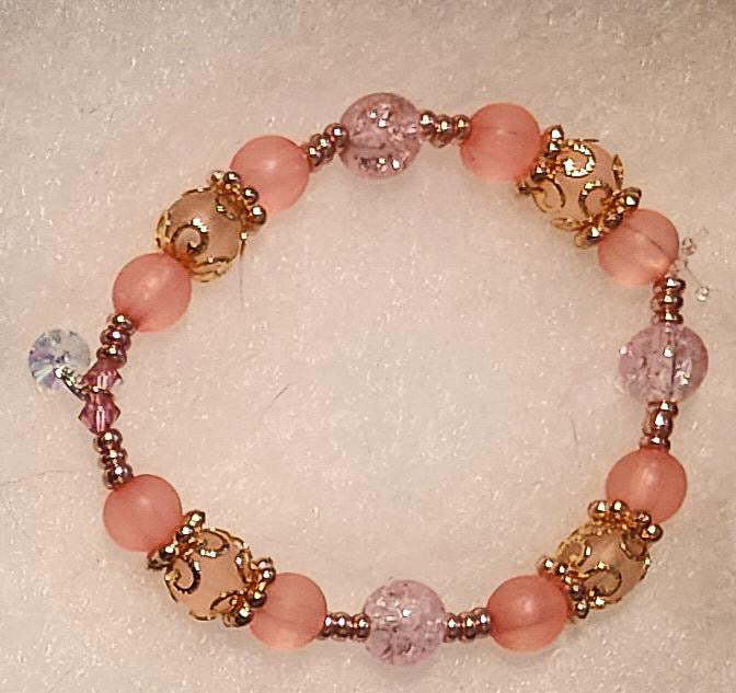 18K Gold-Plated caps / Crystal Bracelet / Precious Stone Rose
