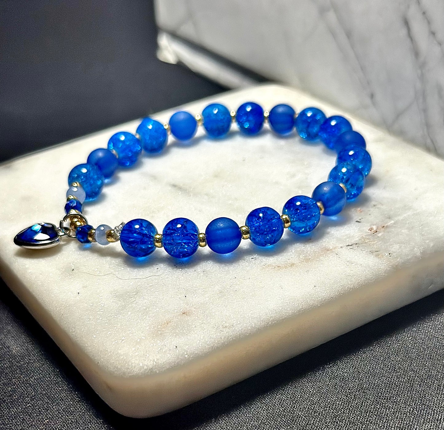 Navy Blue Crystal Bracelet/ Cat's Eye/ Sapphire Gem Stone
