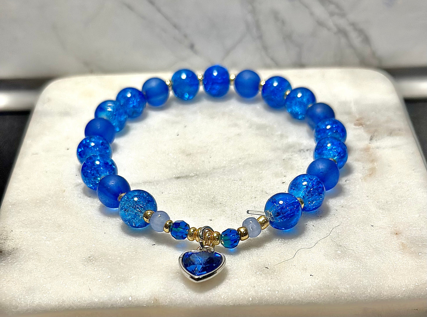 Navy Blue Crystal Bracelet/ Cat's Eye/ Sapphire Gem Stone