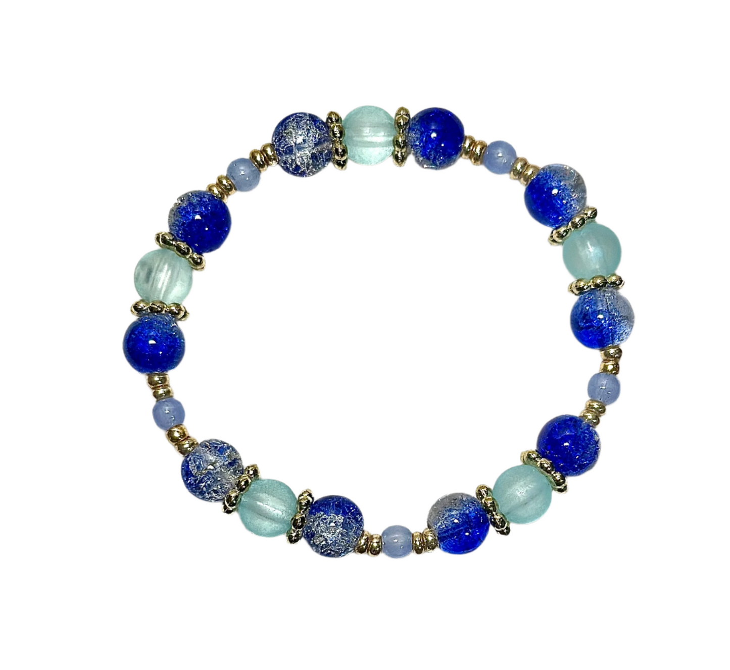 Crystal Bracelet / Crackled Glass / Cat's Eye / Blue &Clear