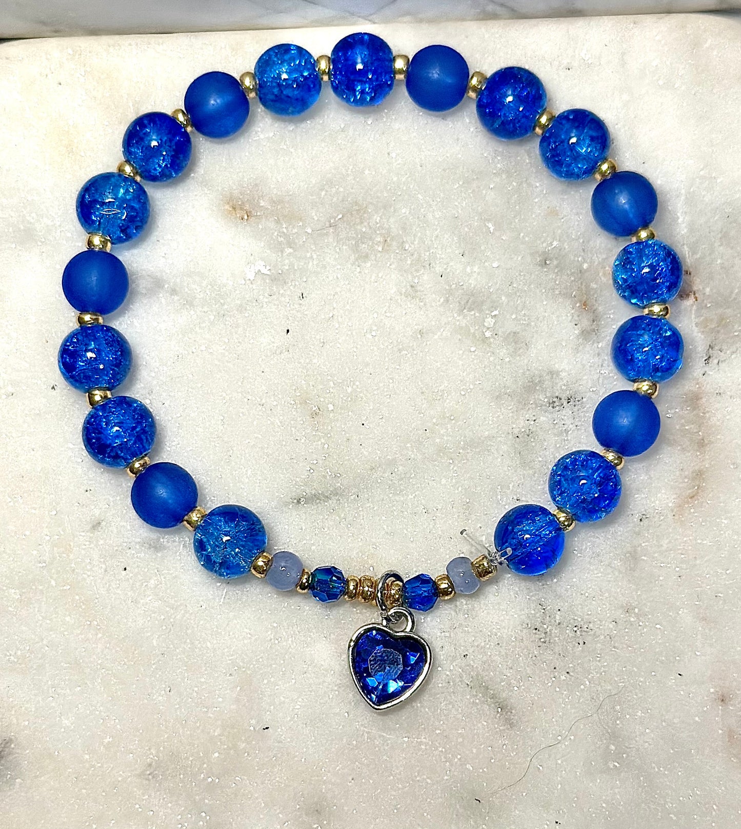 Navy Blue Crystal Bracelet/ Cat's Eye/ Sapphire Gem Stone