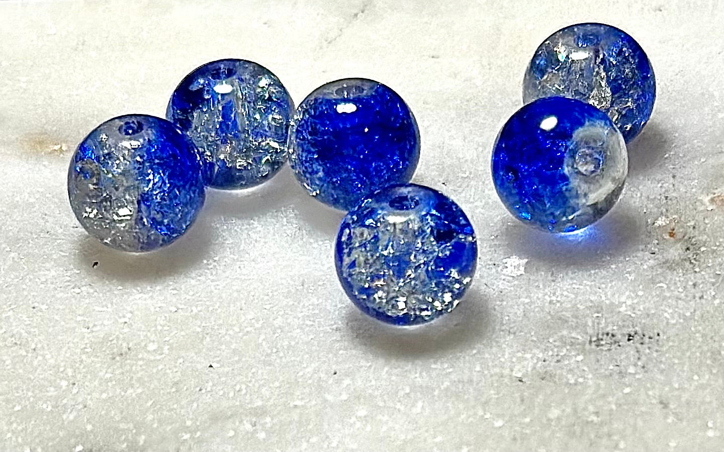 Crystal Bracelet / Crackled Glass / Cat's Eye / Blue &Clear