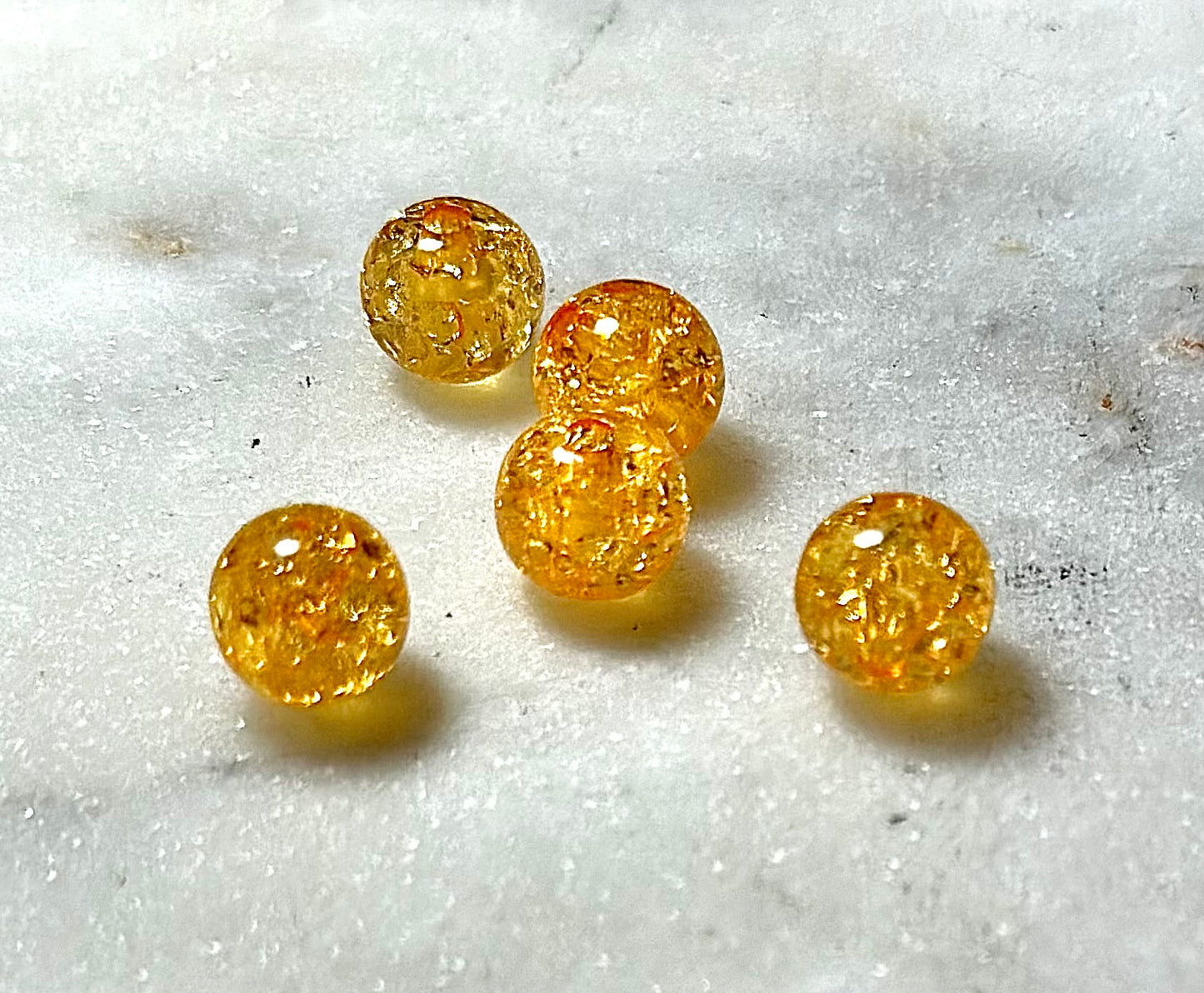 Orange Crystal Bracelet / Heart-Shaped Charm