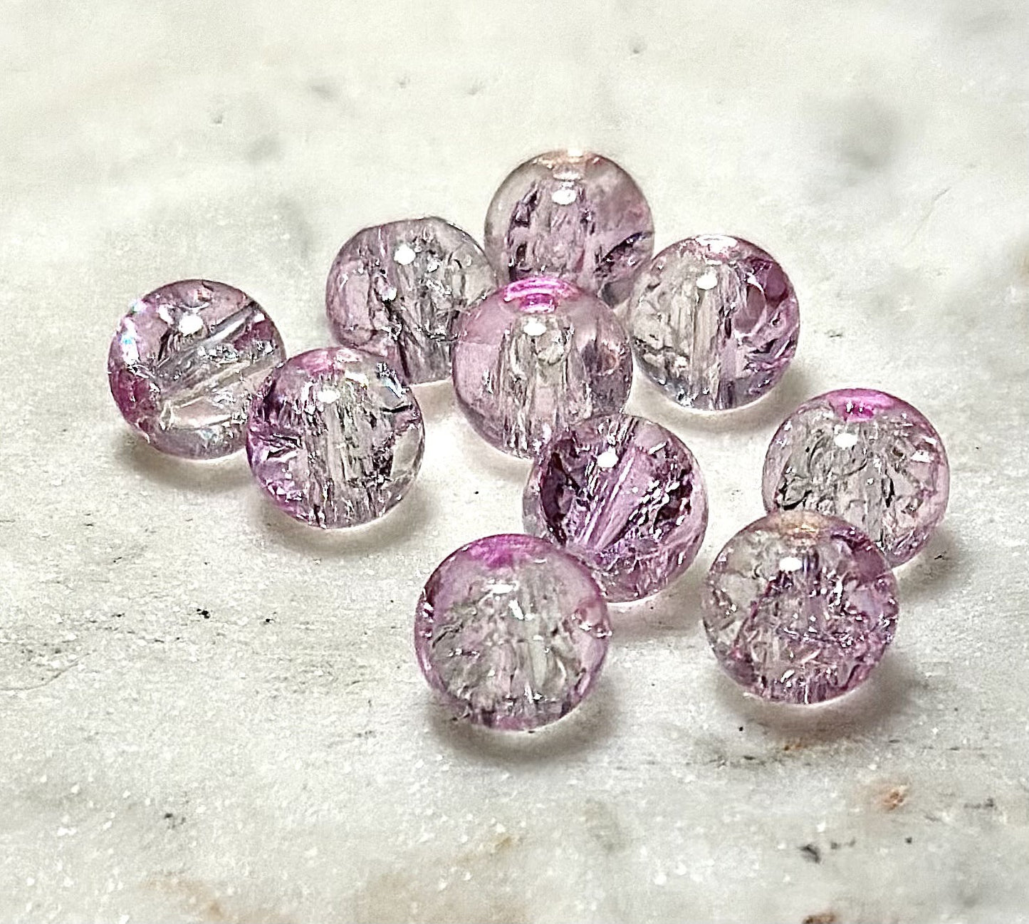 Crystal Bracelet / Crackled Glass / Blossom Pink