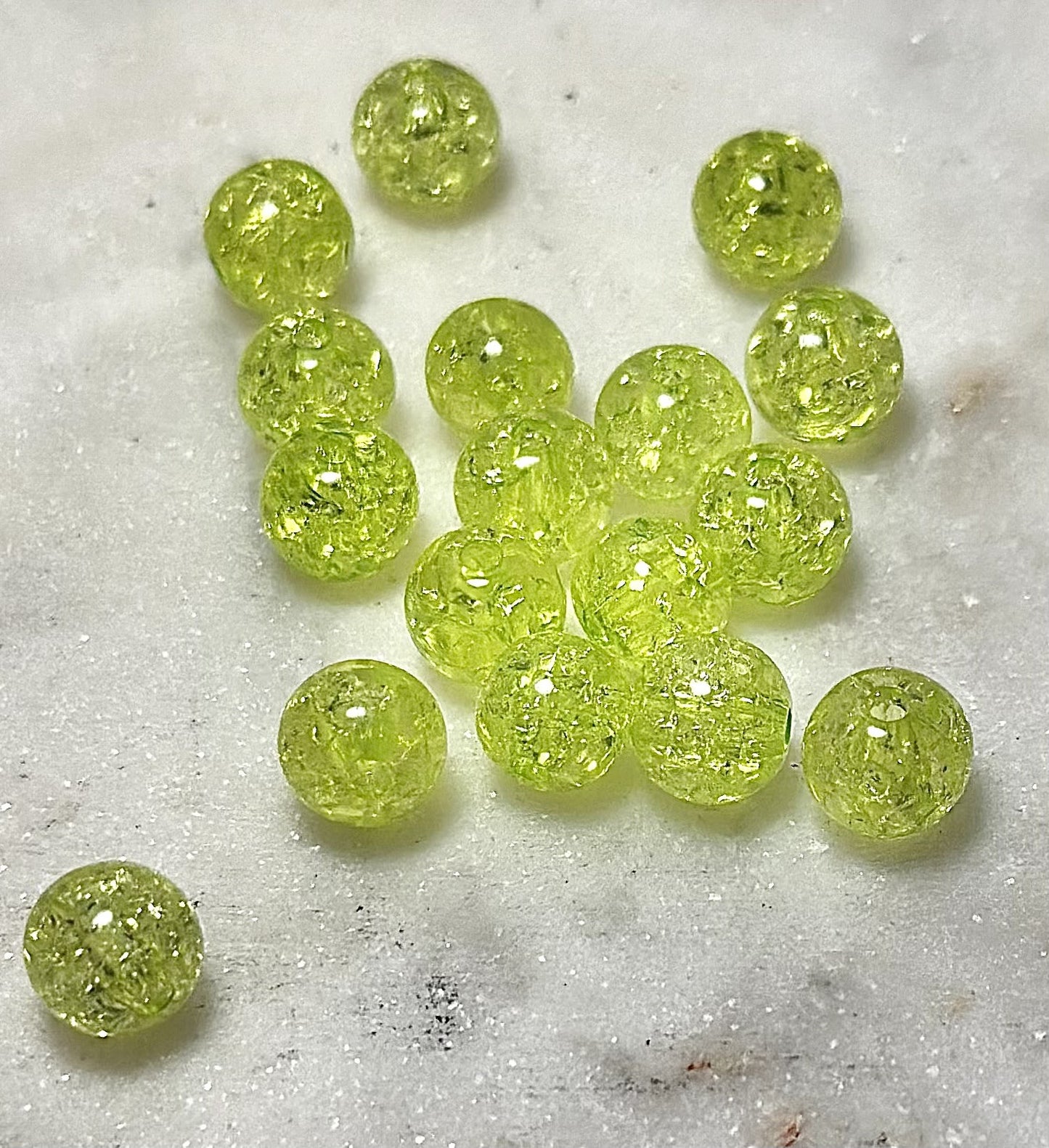 Green Crystal Bracelet / Heart-Shaped Charm