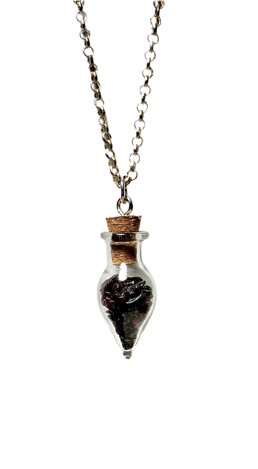 Garnet Necklace/ Potion Bottle