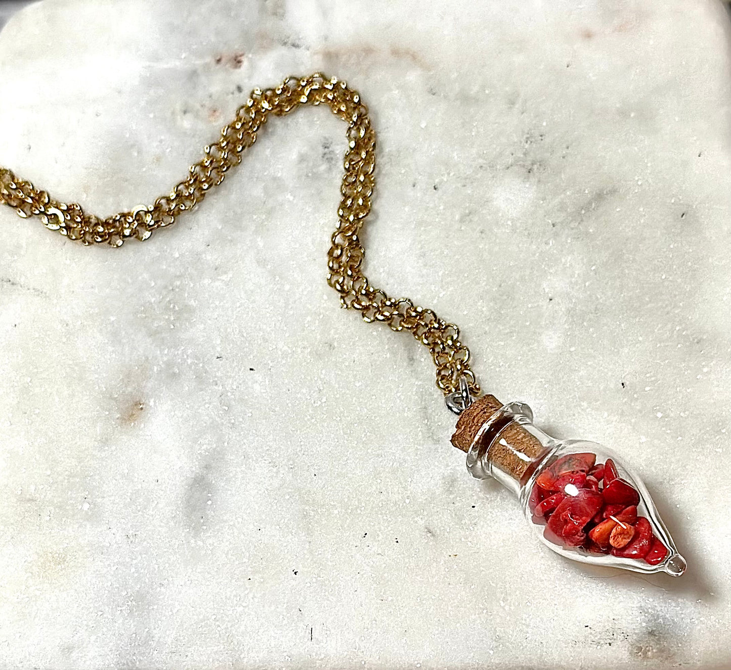 Bamboo Coral Necklace/ Potion Bottle