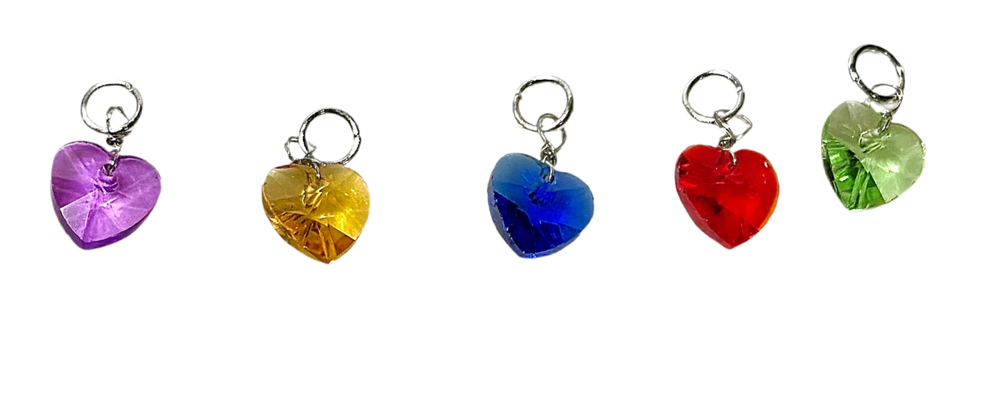 Red Crystal Bracelet / Heart-Shaped Charm