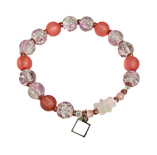 Crystal Bracelet / Cat's Eye / Bear Gemstone / Basic Silver Charm