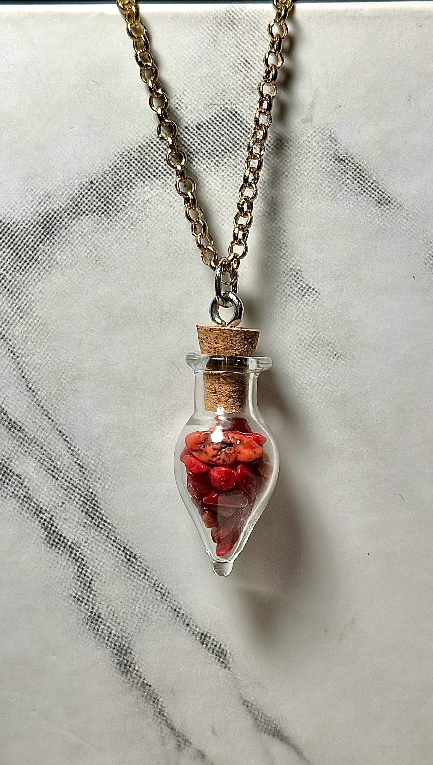 Bamboo Coral Necklace/ Potion Bottle