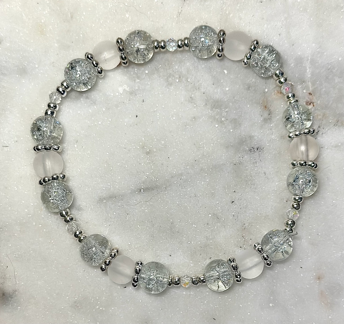Crystal Bracelet / Crackled Glass /  Clear