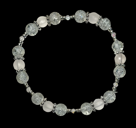 Crystal Bracelet / Crackled Glass /  Clear